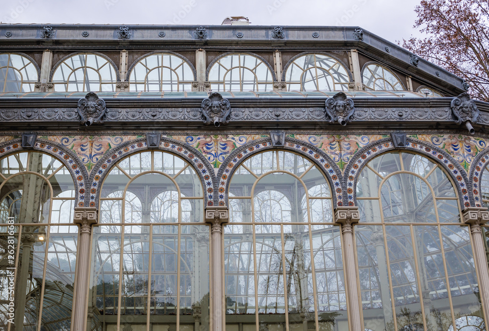 Glass Palace in Buen Retiro Park also called simply El Retiro in Madrid, capital city of Spain