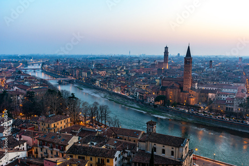 Beautiful sunset view of Verona  Veneto region  Italy