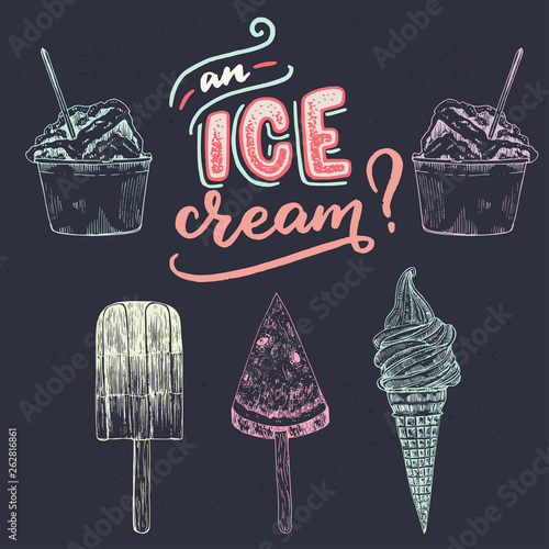 An Ice Cream hand lettering and illustrations