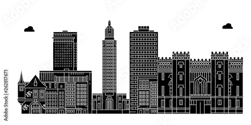 Baton Rouge , United States, outline travel skyline vector illustration. 