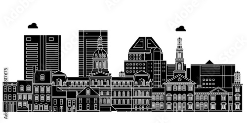 Baltimore , United States, outline travel skyline vector illustration 