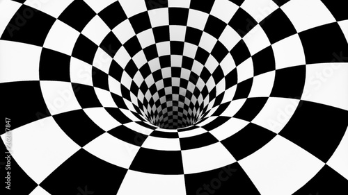 Chess spiral . The space and time. 3D illustration.  high-resolution background  for meditation photo