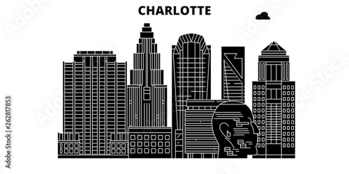 Charlotte , United States, outline travel skyline vector illustration 