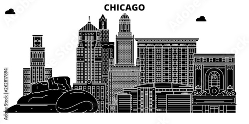 Chicago , United States, outline travel skyline vector illustration 