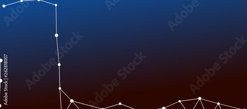 Abstrakt verbundene Punkte auf mehrfarbigem Hintergrund, technisch abstrakter Hintergrund. Technologiekonzept, LowPoly, Polygone, Dreiecke, Netzwerk, Soziales Netzwerk, IOT, Internet
