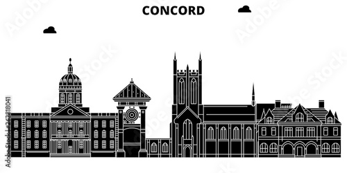 Concord , United States, outline travel skyline vector illustration 