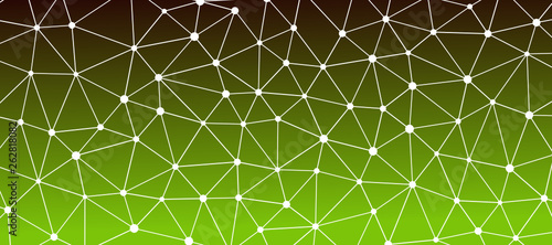 Abstrakt verbundene Punkte auf mehrfarbigem Hintergrund, technisch abstrakter Hintergrund. Technologiekonzept, LowPoly, Polygone, Dreiecke, Netzwerk, Soziales Netzwerk, IOT, Internet