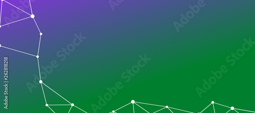 Abstrakt verbundene Punkte auf farbigem Hintergrund, technisch abstrakter Hintergrund. Technologiekonzept, LowPoly, Polygone, Dreiecke, Netzwerk, Soziales Netzwerk, IOT, Internet