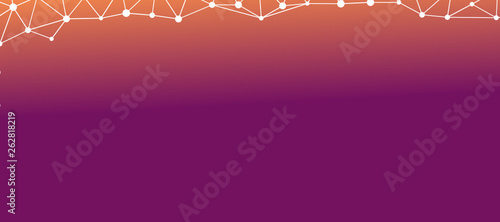 Abstrakt verbundene Punkte auf farbigem Hintergrund, technisch abstrakter Hintergrund. Technologiekonzept, LowPoly, Polygone, Dreiecke, Netzwerk, Soziales Netzwerk, IOT, Internet