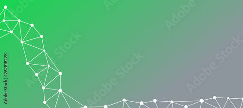 Abstrakt verbundene Punkte auf farbigem Hintergrund, technisch abstrakter Hintergrund. Technologiekonzept, LowPoly, Polygone, Dreiecke, Netzwerk, Soziales Netzwerk, IOT, Internet