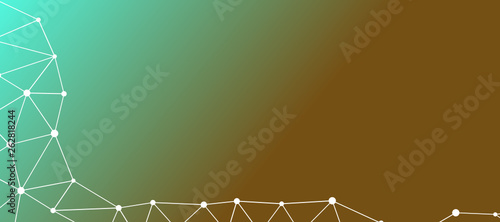 Abstrakt verbundene Punkte auf farbigem Hintergrund, technisch abstrakter Hintergrund. Technologiekonzept, LowPoly, Polygone, Dreiecke, Netzwerk, Soziales Netzwerk, IOT, Internet