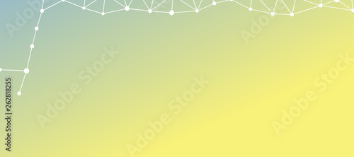 Abstrakt verbundene Punkte auf farbigem Hintergrund, technisch abstrakter Hintergrund. Technologiekonzept, LowPoly, Polygone, Dreiecke, Netzwerk, Soziales Netzwerk, IOT, Internet