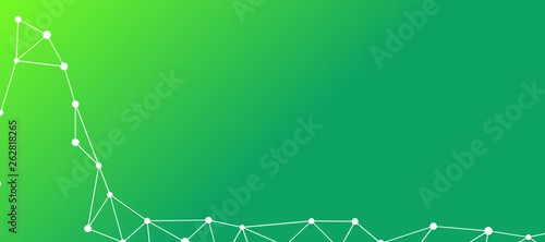 Abstrakt verbundene Punkte auf farbigem Hintergrund, technisch abstrakter Hintergrund. Technologiekonzept, LowPoly, Polygone, Dreiecke, Netzwerk, Soziales Netzwerk, IOT, Internet