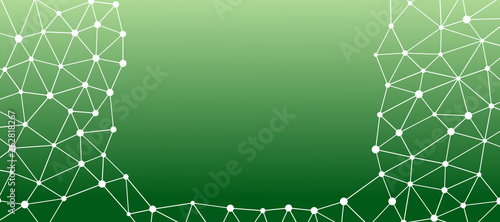 Abstrakt verbundene Punkte auf farbigem Hintergrund, technisch abstrakter Hintergrund. Technologiekonzept, LowPoly, Polygone, Dreiecke, Netzwerk, Soziales Netzwerk, IOT, Internet