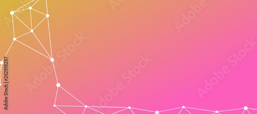 Abstrakt verbundene Punkte auf farbigem Hintergrund, technisch abstrakter Hintergrund. Technologiekonzept, LowPoly, Polygone, Dreiecke, Netzwerk, Soziales Netzwerk, IOT, Internet
