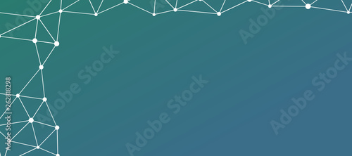 Abstrakt verbundene Punkte auf farbigem Hintergrund, technisch abstrakter Hintergrund. Technologiekonzept, LowPoly, Polygone, Dreiecke, Netzwerk, Soziales Netzwerk, IOT, Internet