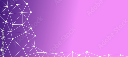 Abstrakt verbundene Punkte auf farbigem Hintergrund, technisch abstrakter Hintergrund. Technologiekonzept, LowPoly, Polygone, Dreiecke, Netzwerk, Soziales Netzwerk, IOT, Internet