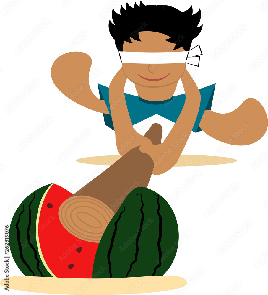 スイカ割を楽しむ男の子 Stock Illustration Adobe Stock スイカ割を楽しむ男の子 Stock Illustration Adobe Stock