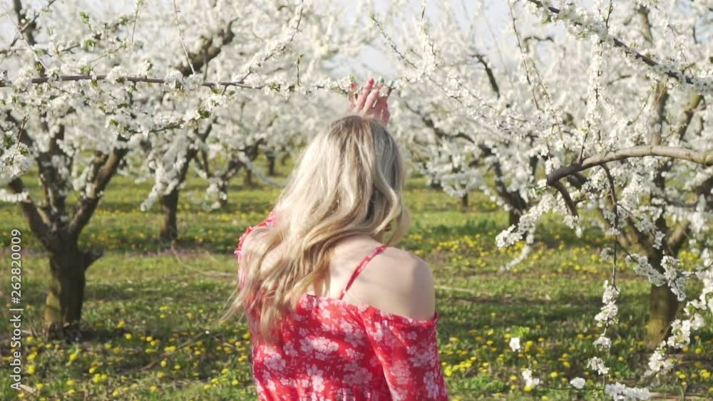 Young beautiful woman, spring, nature, flowering trees. Young beautiful woman, spring, nature, flowering trees.