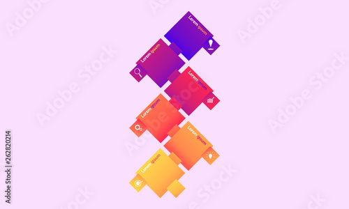 abstract square data elements infographic modern design style with markpoint graph think search gear target icons. vector illustration eps10 photo