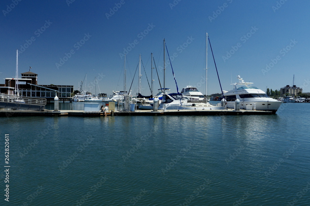 Fototapeta premium yachts in harbor in Oakland California USA
