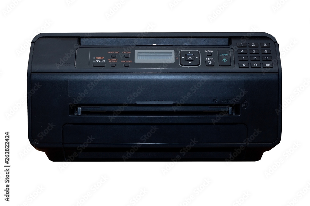 black office printer isolated on white background black office printer isolated on white background