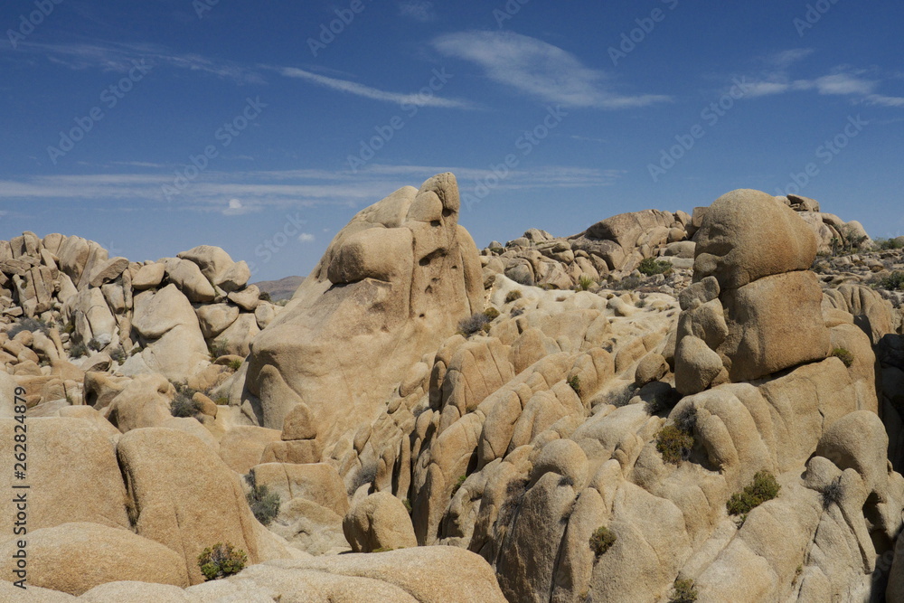 rocks and blue sky in Joshua Tree National Park California USA