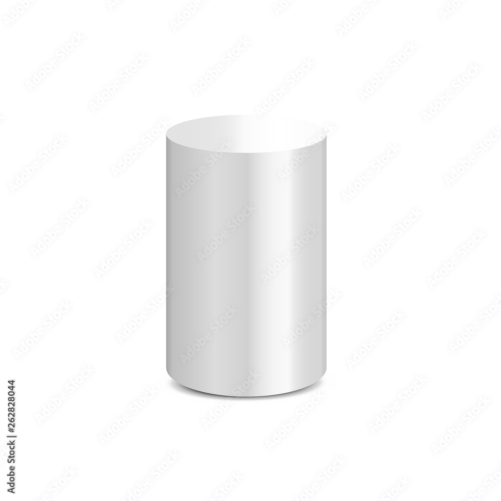 White cylinder isolated on white background. Vector illustration White cylinder isolated on white background. Vector illustration