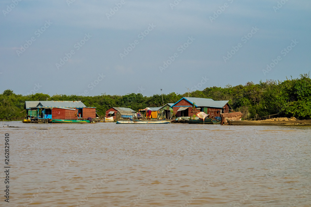 Fototapeta premium Floating village, Cambodia, Tonle Sap, Koh Rong island.