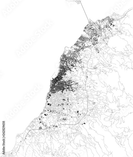 Canvas Print Satellite map of Patras, it is Greece's third-largest city and the regional capital of Western Greece