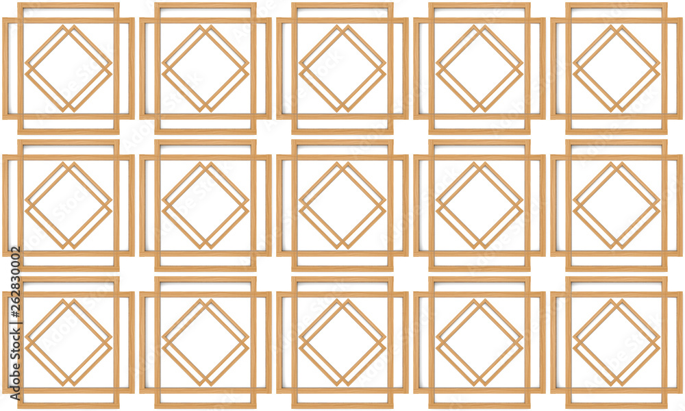 3d rendering. seamless modern wood square in chinese oriental pattern style wall design background. 3d rendering. seamless modern wood square in chinese oriental pattern style wall design background.