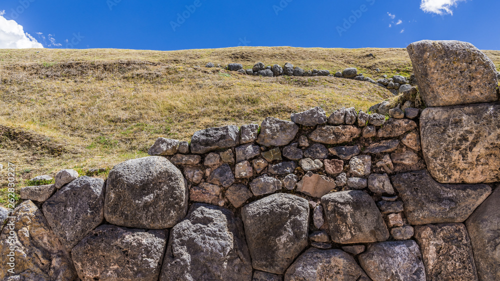 Stone walls on ancient terraces