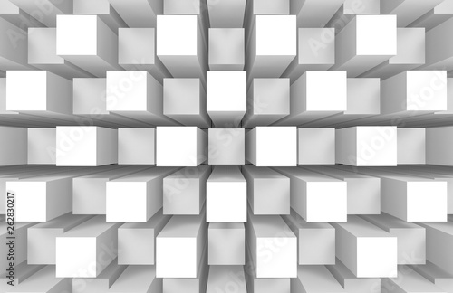 Fototapeta Naklejka Na Ścianę i Meble -  3d rendering. modern abstract random square cube box bar stack wall design art wall background.