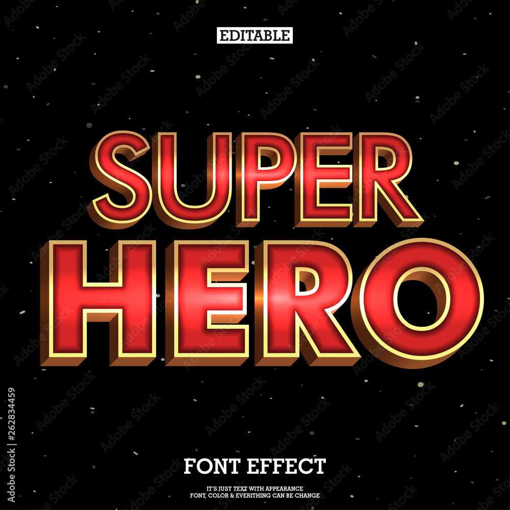 3d super hero font with metallic effect