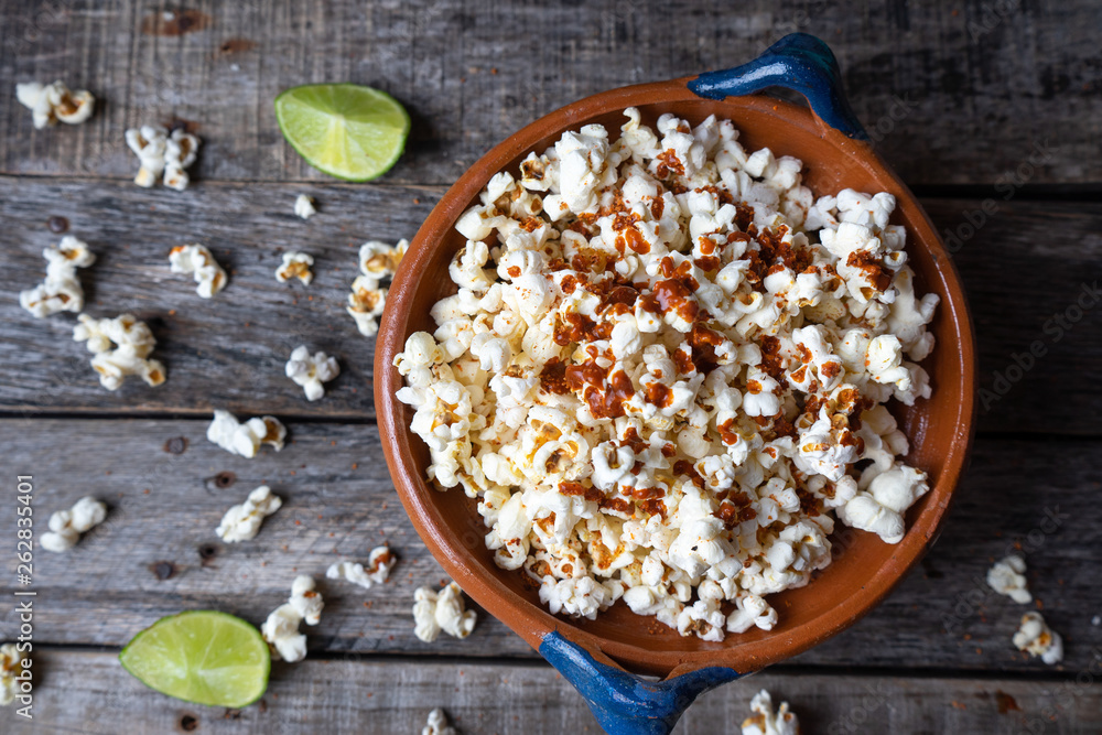 mexican pop corn with hot sauce mexican pop corn with hot sauce