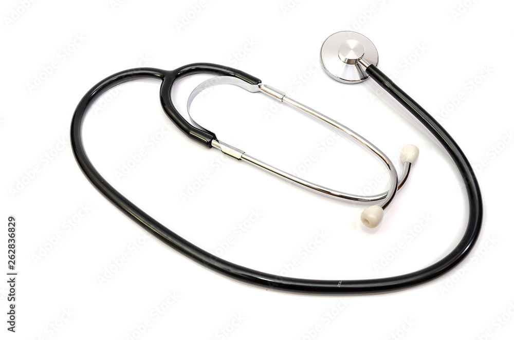 stethoscope on a white background. View from above. stethoscope on a white background. View from above.