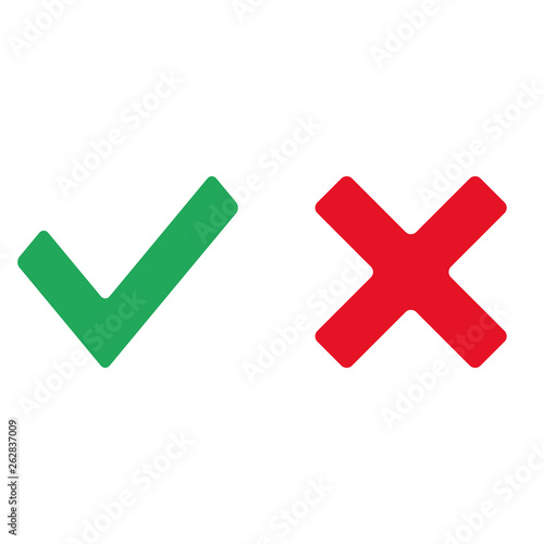 Check mark red and green icon vector eps10. Confirm icon. Check mark icon green and red.
