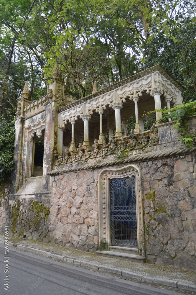 Palace Quinta Regaleira Heritage Carvalho Monteiro Seventeenth Century Roman, Gothic, Renaissance And Manuelina In Sintra. Nature, architecture, history, street photography. April 13, 2014. Portugal.