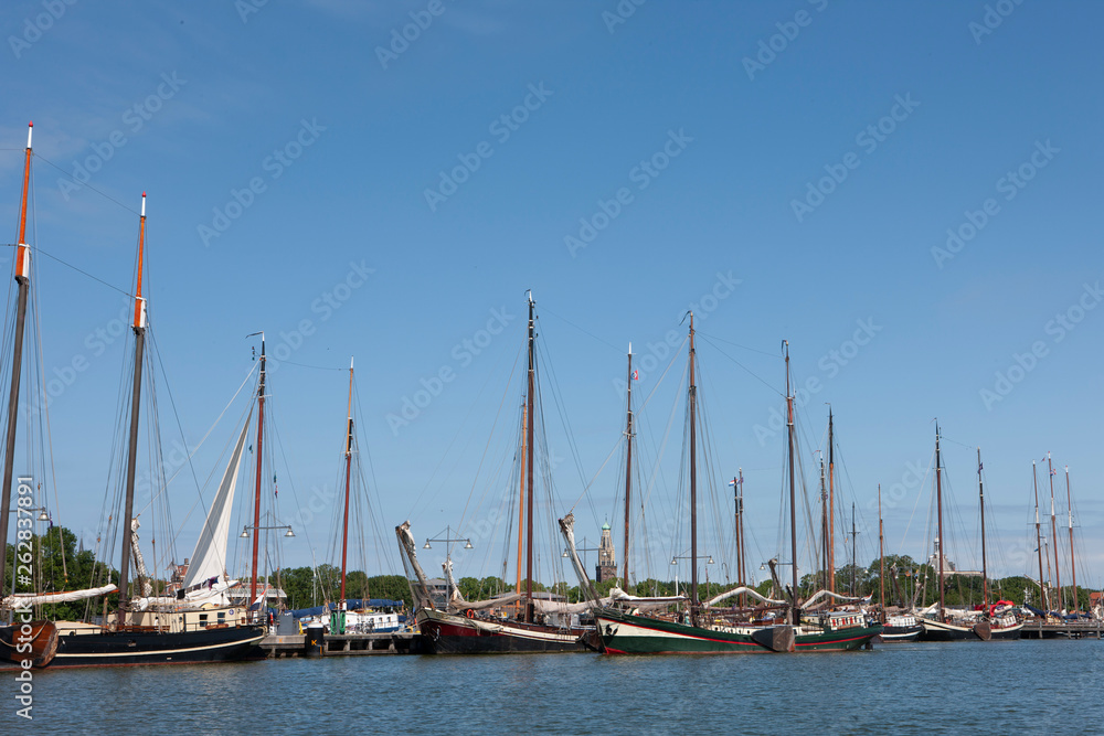 Enkhuizen Netherlands. IJsselmeer boats. Brown fleet. Historic sailing boats. Harbour. Bruine vloot.