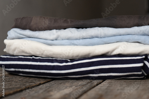 Folded clothes on wood