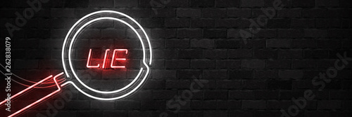 Vector realistic isolated neon sign of Lie flyer logo for template decoration on the wall background.