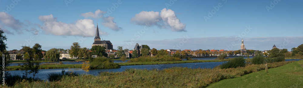 City of Kampen Overijssel Netherlands. River IJssel panorama