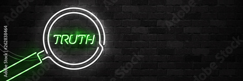 Vector realistic isolated neon sign of Truth flyer logo for template decoration on the wall background.