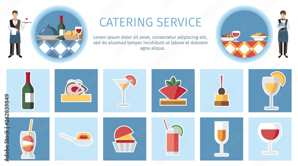 Catering Service Web Page Flat Vector Template