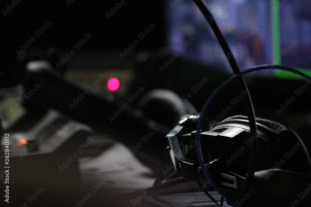 headphones on work table headphones on work table