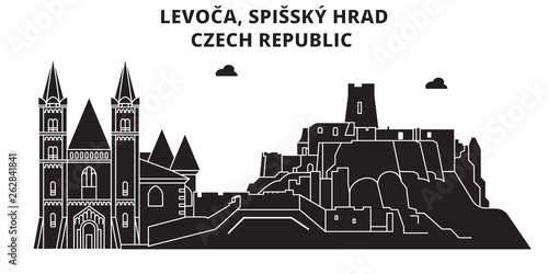 Czech Republic , Levoca, Spissky Hrad, flat landmarks vector illustration. Czech Republic , Levoca, Spissky Hrad line city with famous travel sights, design skyline. 
