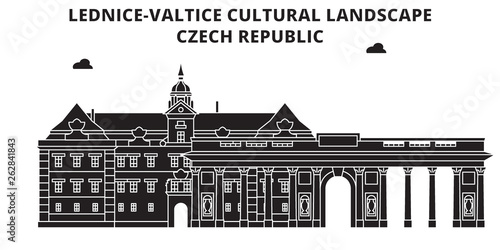 Czech Republic , Lednice , Valtice , flat landmarks vector illustration. Czech Republic , Lednice , Valtice  line city with famous travel sights, design skyline. 