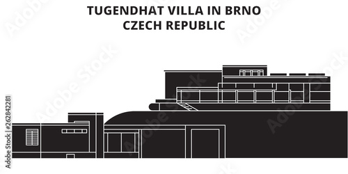 Tugendhat Villa In Brno , Czech Republic, flat landmarks vector illustration. Tugendhat Villa In Brno , Czech Republic line city with famous travel sights, design skyline. 