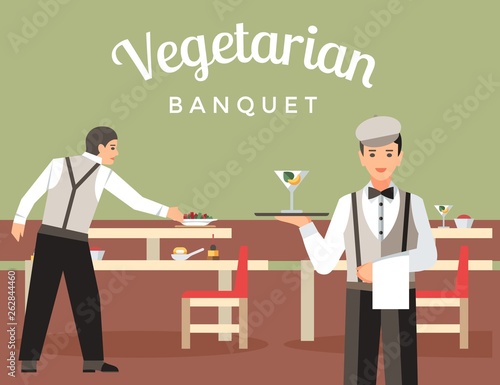 French Restaurant Flat Vector Banner Template