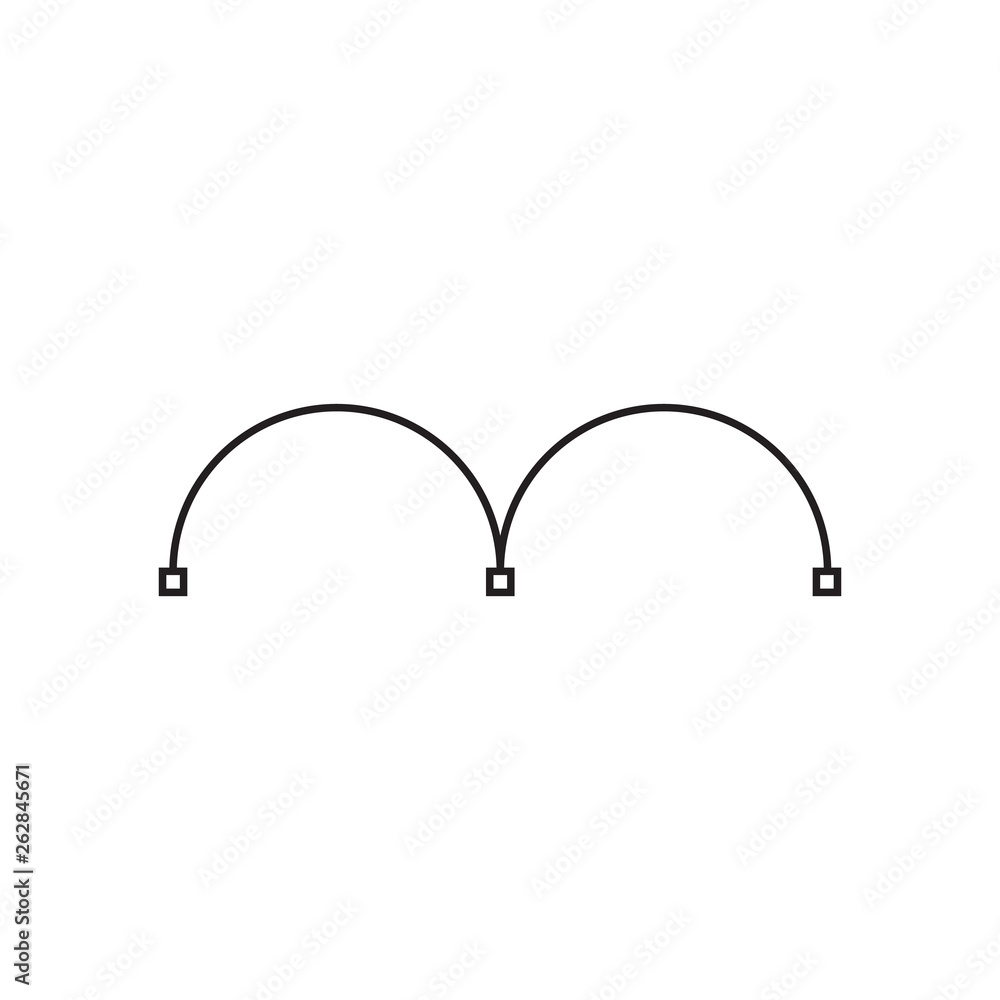 Pen tool. Vector computer graphics. The curve control points. Black path. Vector illustration isolated on white background Pen tool. Vector computer graphics. The curve control points. Black path. Vector illustration isolated on white background